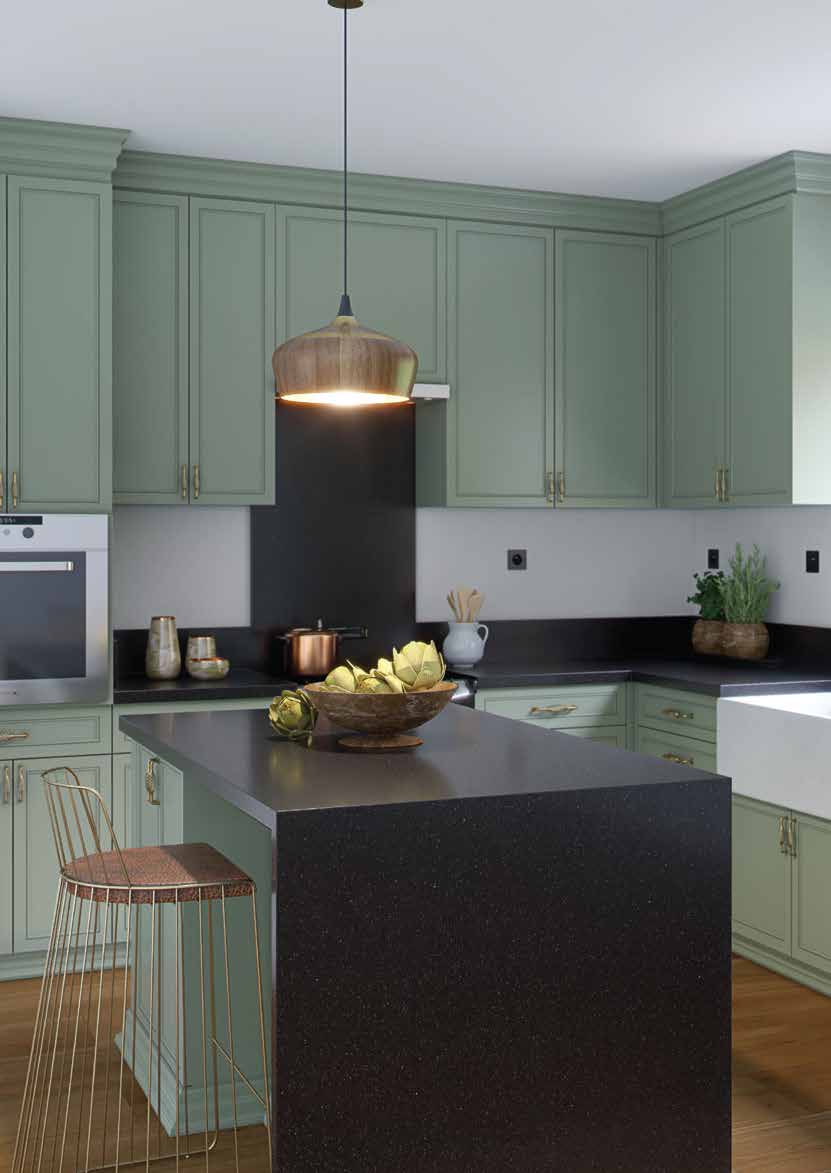 Modern kitchen finished with Egyptian engineered quartz slabs